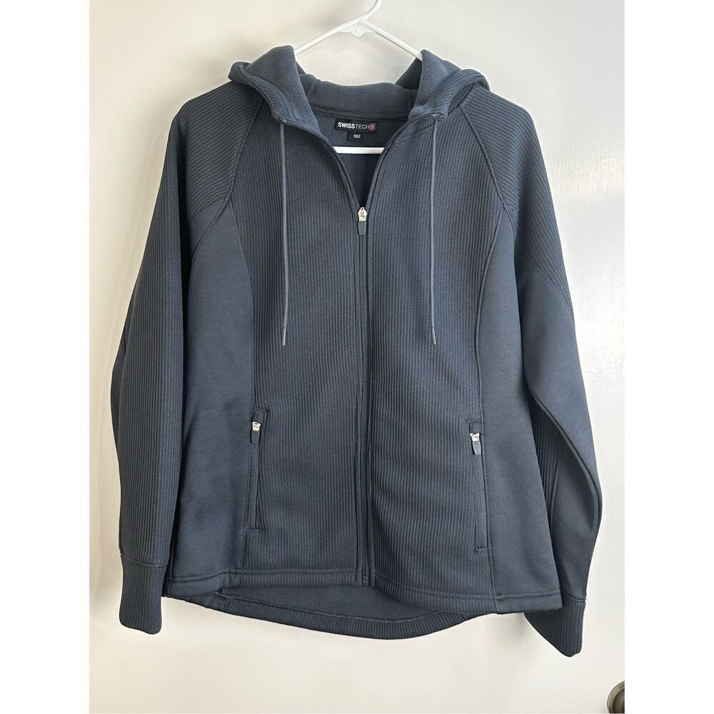 Swiss Tech sz M full zip jacket dark gray hoodie - Picture 4 of 9